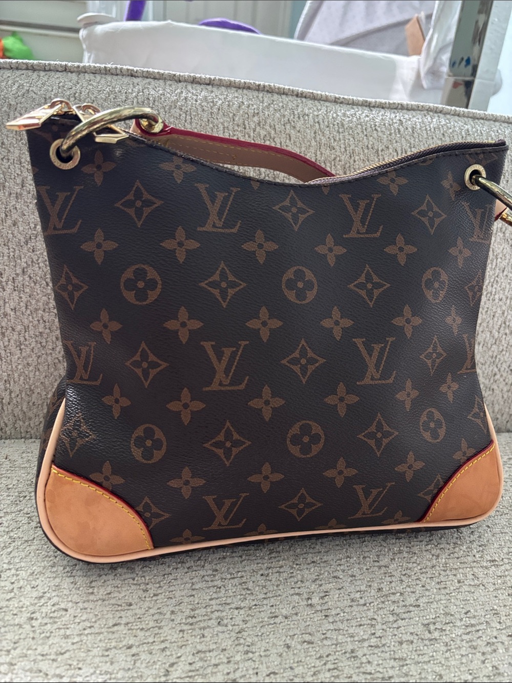 *FASHION* Brown Monogram Shoulder Bag with Tan Leather Trim - Picture 13 of 17